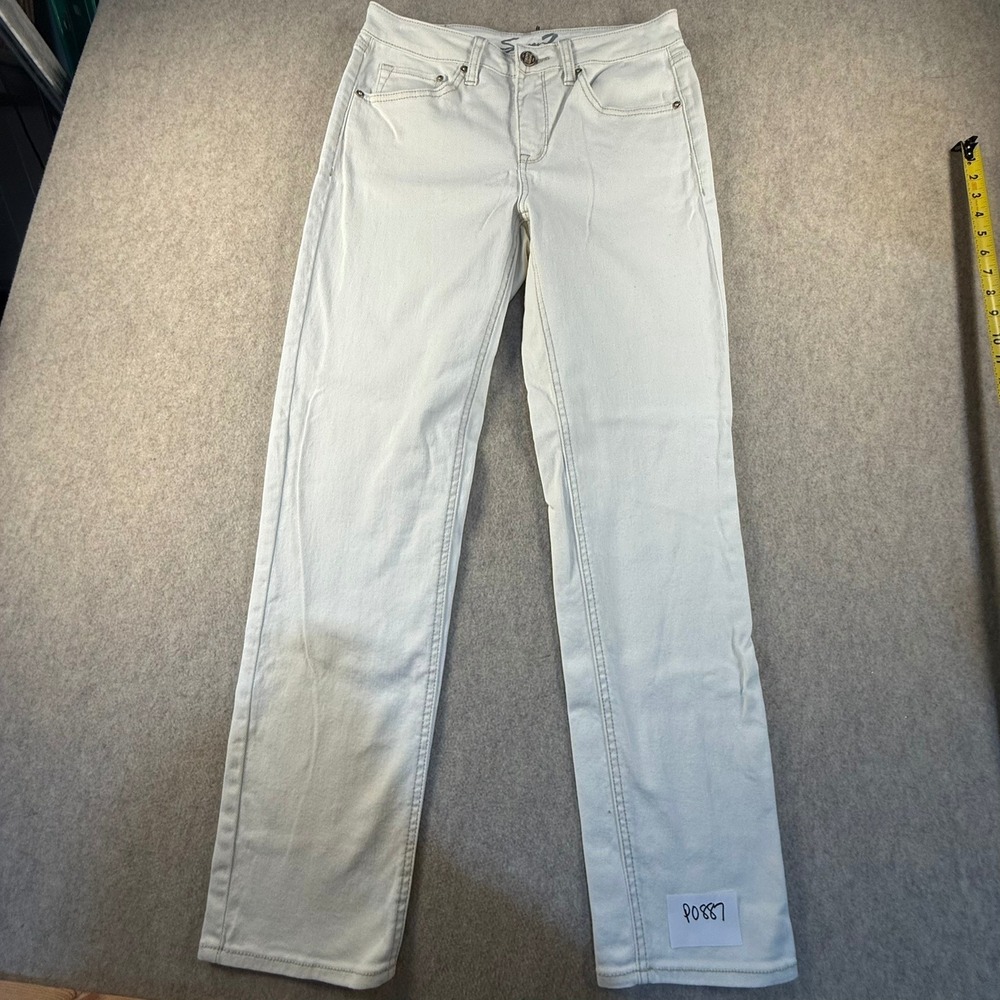 Seven7 Womens Straight Leg Jeans Off White Cream Stretch Denim Size 4
